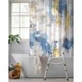 thumbnail image 2 of Split Shower Curtain for Transfer Bench, Blue Yellow Beige Fabric Shower Curtains for Bathroom, Retro Abstract Modern Art Painting Tub Sliding Transfer Bench Waterproof Bath Curtains 72"x96", 2 of 9