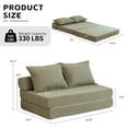 thumbnail image 3 of Aukfa Twin Folding Sofa Bed Sleeper Chair with Pillows, Corduroy Convertible Floor Couch Mattress for Living Room, Dorm, Guest Room, Green, 3 of 8