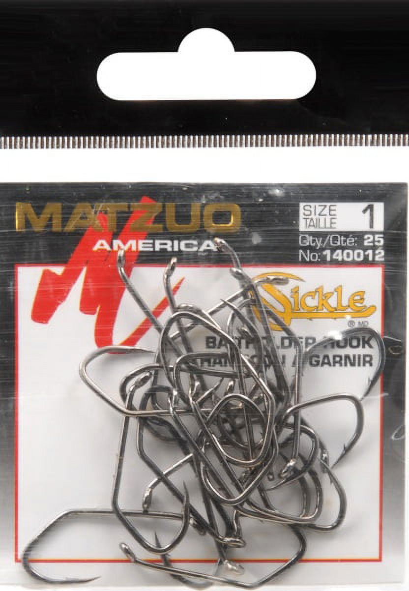 Matzuo 140012-4 Baitholder Sickle Hook #4, Black, 25 Pack