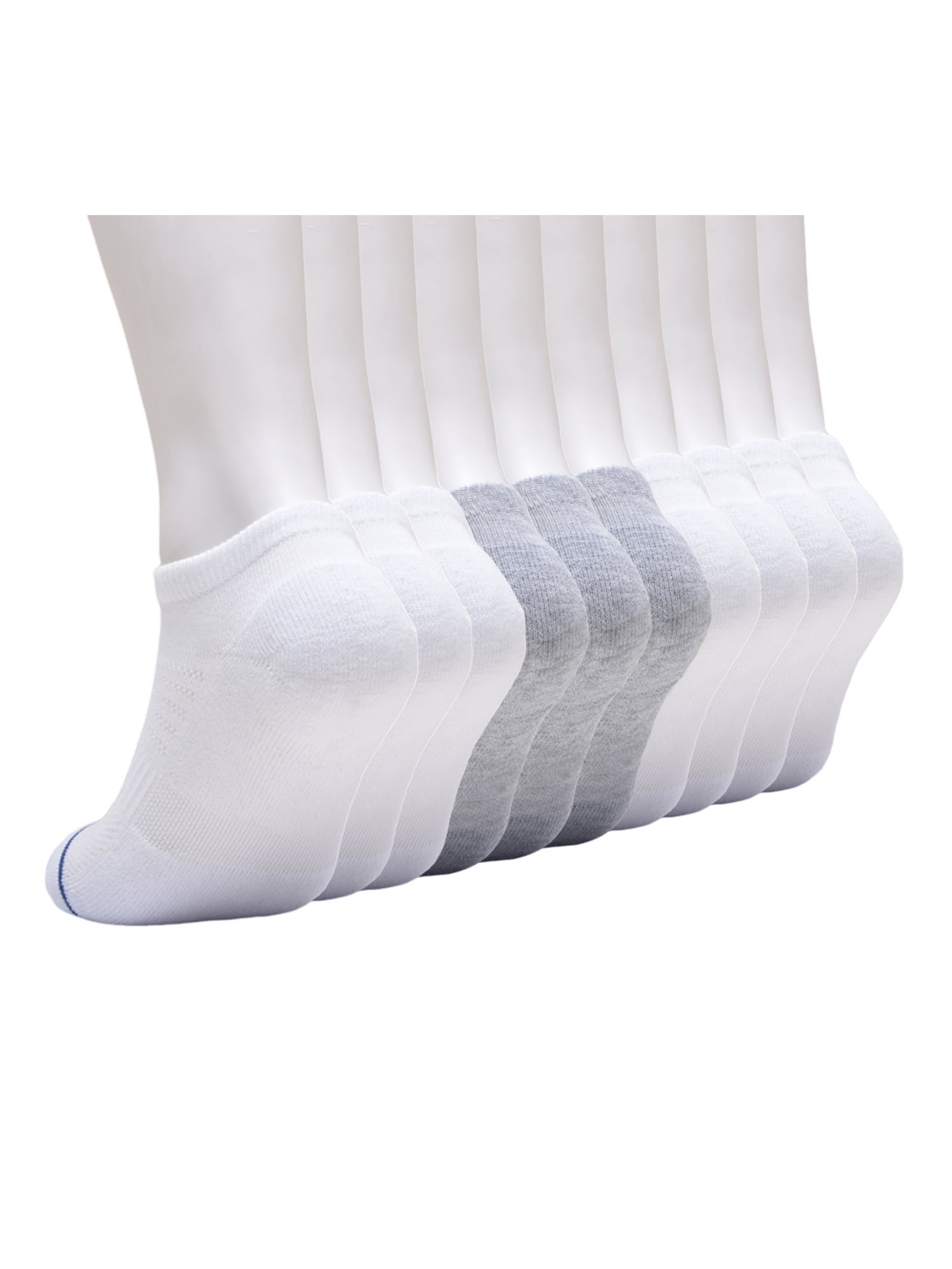 Athletic Works Boys Stripe Toe No Show, 10-pack, Size Medium (Shoe Size 9-2.5)