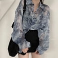 thumbnail image 5 of Women Button Down Shirts Tie Dyed Long Sleeve Chiffon Blouse Sun Protection Shirt, 5 of 5