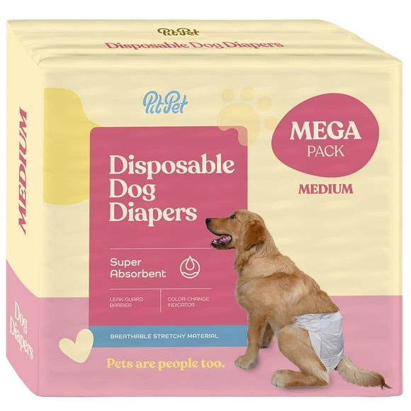 Couches pour Chiens Super Absorbantes - Lot de 30 Couches Jetables Confortables pour Chiens - Technologie Gel Flashdry & Indicateur d'Humidité - Couches Étanches pour Chiens en Incontinence Urinaire Excitable