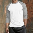 thumbnail image 4 of Kalauyu 3/4 Length Sleeve Shirts for Men Crew Neck Casual Loose Tunic Tops Color Block Daily Fashion Tees, 4 of 5