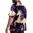 thumbnail image 3 of Starry Unicorn Men's Short Sleeve Casual Printed Button Down Beach Shirt Summer Unisex Top, 3 of 6