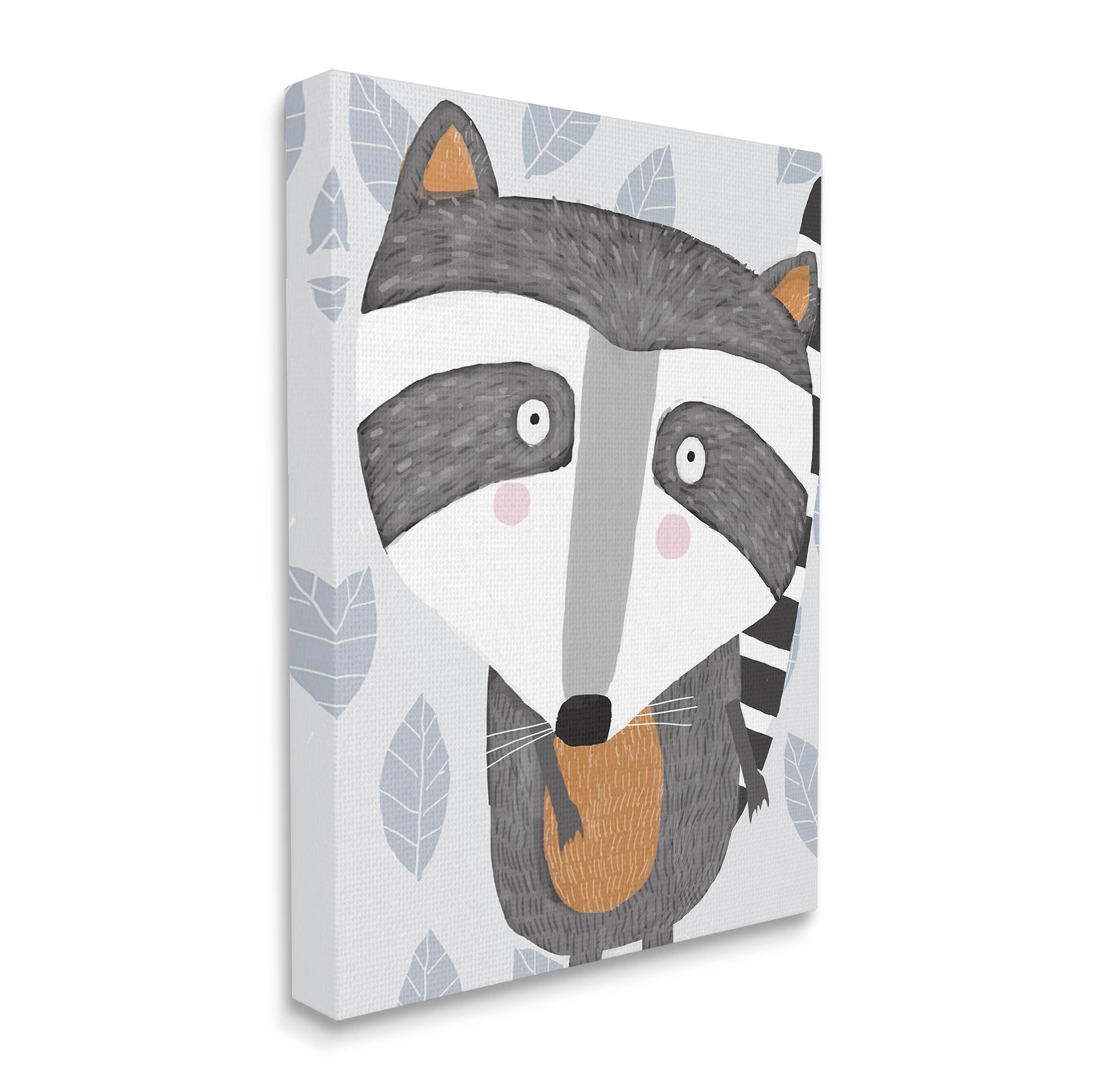 Stupell Industries Raccoon Animal Patterned Leaves Graphic Art Gallery Wrapped Canvas Print Wall Art, Design by Carla Daly