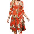 thumbnail image 2 of Red Almond Blossoms ( New Color Edit ) Sweetheart Knot Flared Dress Fashion Design Large Size Loose Dress Almond Tree, 2 of 5
