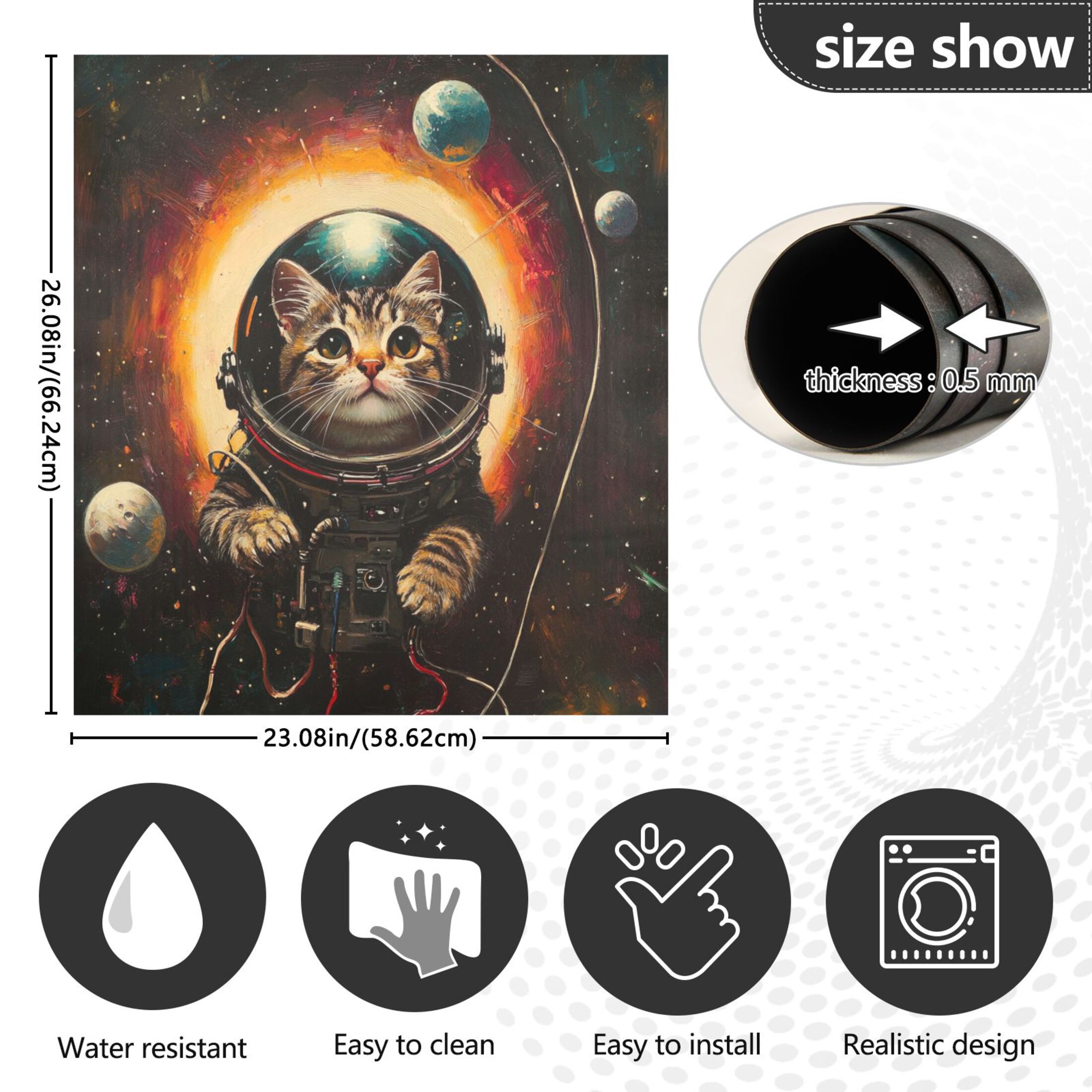 Dishwasher Magnetic Sticker 23x26 Inch Refrigerator Magnetic Sticker Washing Machine Magnetic Sticker Kitchen Panel Magnetic Sticker Home Decor Astronaut Black Cat