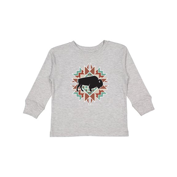 Inktastic Buffalo Cute Western Pattern Boys or Girls Long Sleeve Toddler T-Shirt
