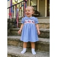 thumbnail image 6 of BemeyourBBs Toddler Baby Girls 4th of July Dress Smocked Outfit Patriot Independent Day Clothes American Flag Letter Embroidery Doll Collar Short Sleeve A-Line Dress Toddler Baby Girl Summer Dress, 6 of 9