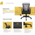 thumbnail image 6 of Furniwell Office Chair Home Office Desk Chair Mid Back Mesh Desk Chair Ergonomic Lumbar Support Computer Chair Swivel Rolling Task Chair with Armrest (Black), 6 of 7