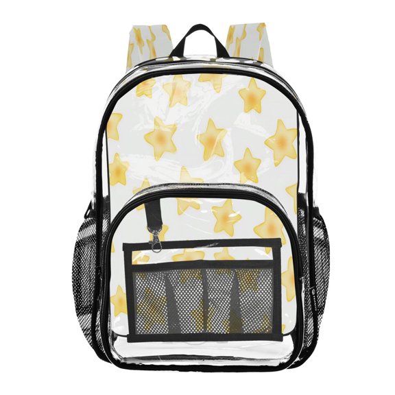 PVC Transparent Backpacks Clear Backpack for Travel and Outings Yellow Stars Pattern