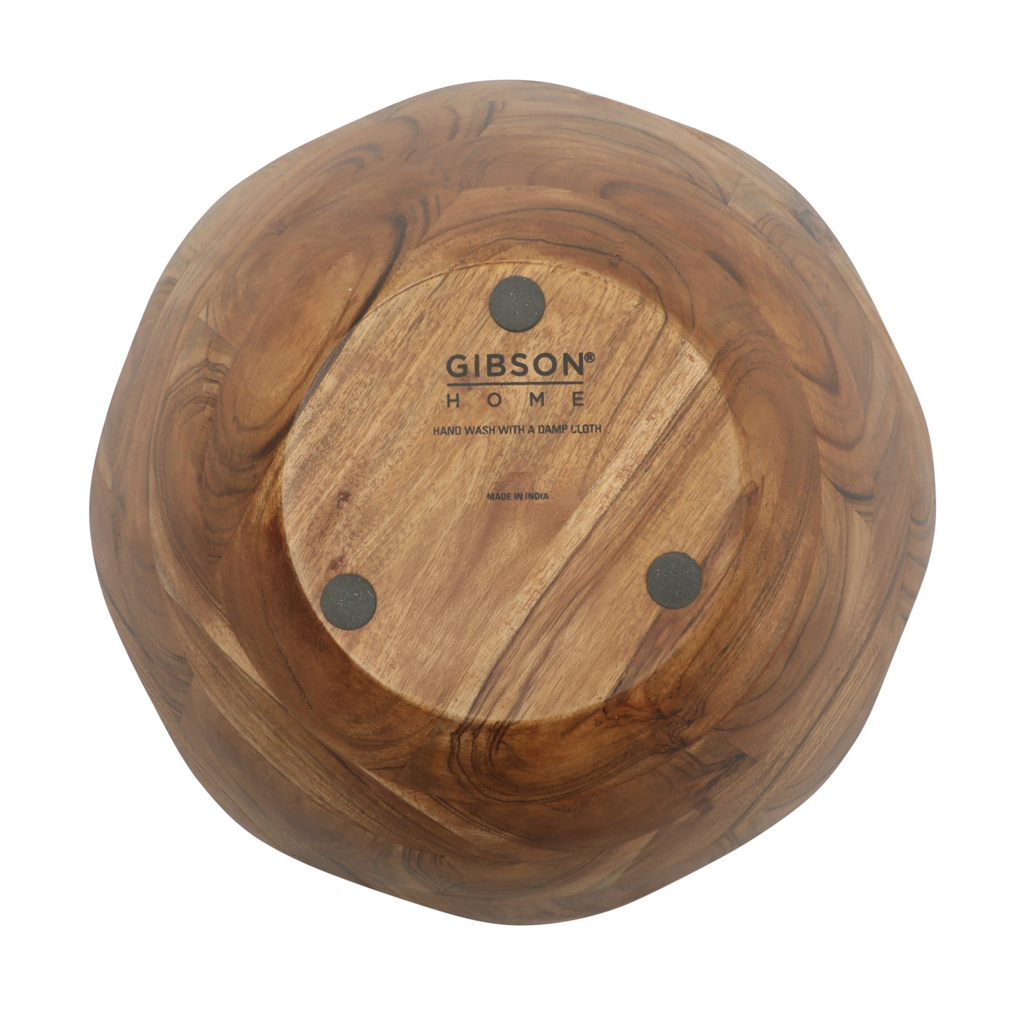 Gibson Home Sandhurst 3-Piece Acacia Wood Salad Bowl Set – 12-Inch Scalloped Serving Bowl with Wooden Salad Servers