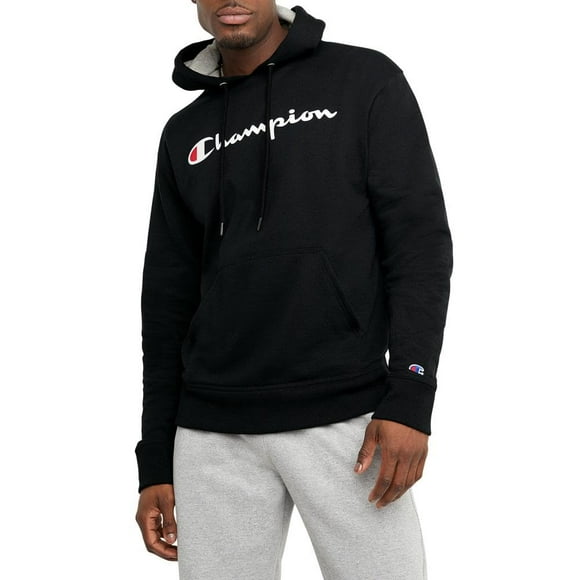 Sudadera con capucha Champion Powerblend de forro polar para hombre, color negro, talla L