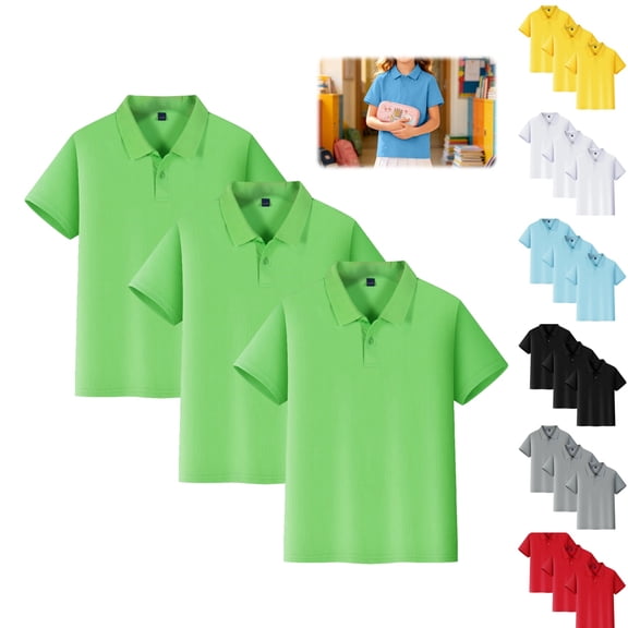 Mfakffe 3 Pcs Toddler Boys Girls Polo Shirts Back To School Golf School Uniform Summer Short Sleeve Shirt Casual Lapel Collar T Shirts
