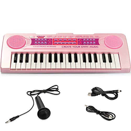 37 Keys Multi-Function Electronic Educational Toy Organ for Kids Toddlers Children with Microphone aPerfectLife Charging Kids Keyboard Piano Pink 