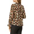 thumbnail image 4 of MODA NOVA Junior's Tie V Neck Blouse Long Trumpet Sleeve Floral Shirt Army Green L, 4 of 6