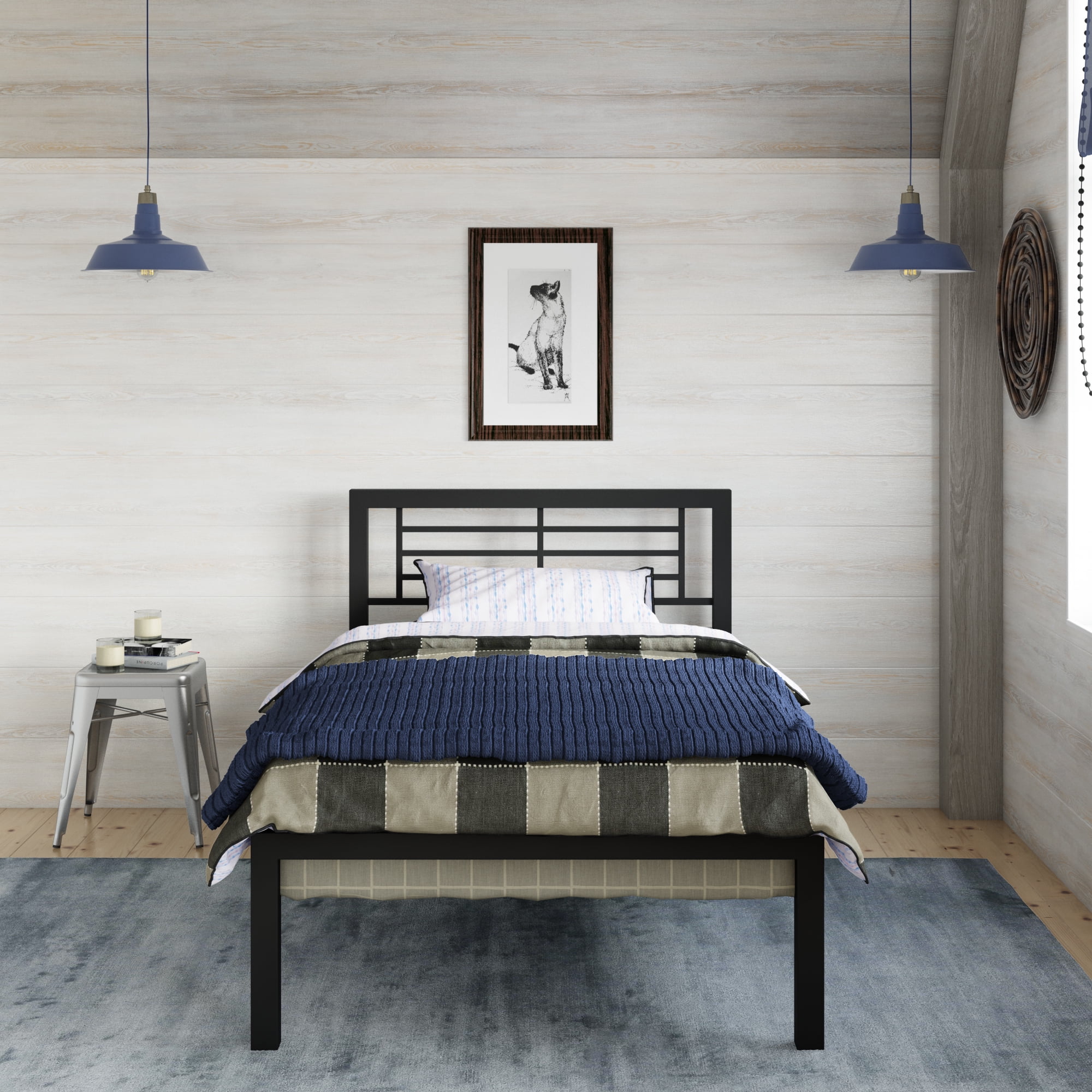 Your Zone Twin Metal Bed Black