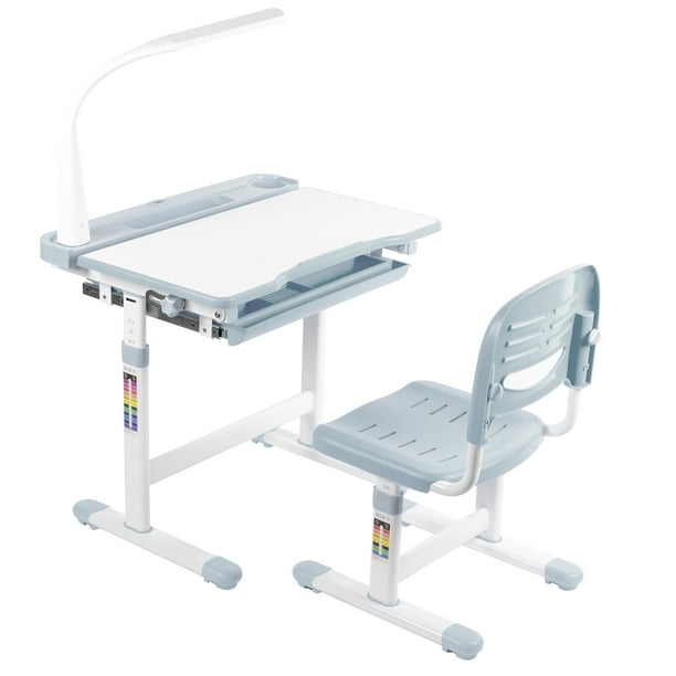 Vivo Gray Height Adjustable Children S Desk And Chair Kids