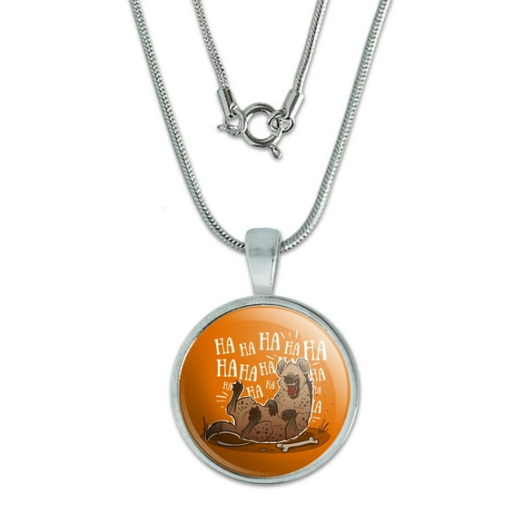 Laughing Hyena 0.75" Pendant with Sterling Silver Plated Chain