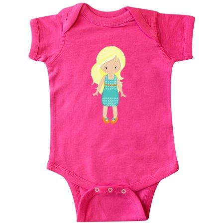 

Inktastic Fashion Girl Blonde Hair Blue Dress Orange Shoes Gift Baby Girl Bodysuit