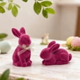 thumbnail image 4 of Flocked Easter Bunny Figurine Set - Standing Decorative Statues for Spring Garden Yard Desktop Ornament 2PCS, 4 of 5