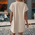 thumbnail image 3 of Robes d'Été pour Femmes Mode Manches Courtes Robe Mini de Printemps Décontractée Plage Vacances Vêtements Robes Abricot TG, 3 of 4