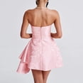 thumbnail image 4 of Women's Strapless Jacquard Mini Dress, Fit and Flare Graduation Party Cocktail Dress, 4 of 6