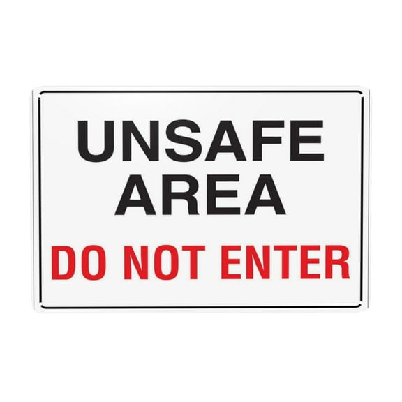 Unsafe Area Do Not Enter Sign Warning Tin Sign Warning Metal Sign Vintage Sign Wall Decor for Home Farm Bar Coffee Shop Club Decoration 8x12 Inch