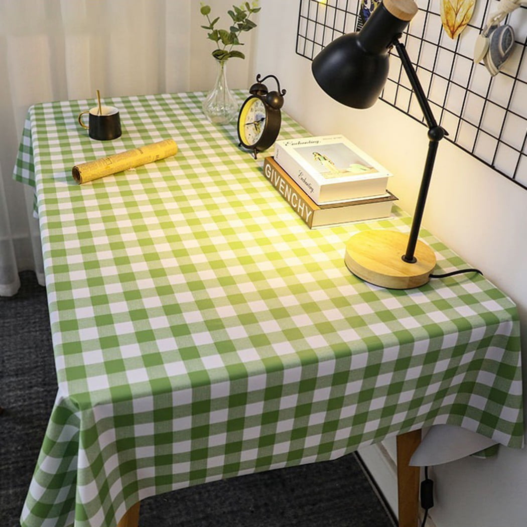Oil-Proof/Waterproof/Wrinkle Free/Stain Resistant Polyester Tablecloth for Kitchen Room Rectangle Tabletop Decoration Washable Tablecloth Checkered Background with Black Tablecloth