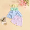 thumbnail image 2 of Girls Outfits Kids Girls Summer Outfit Fly Sleeve Crew Neck All Over Print Tank Top Elastic Shorts 2 Piece Set Blue 2-3 Years, 2 of 5