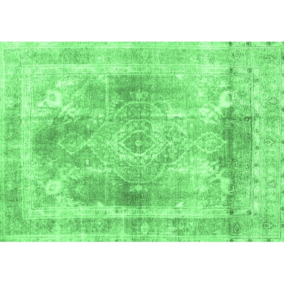 Ahgly Company Indoor Rectangle Abstract Emerald Green Contemporary Area Rugs, 2' x 4'