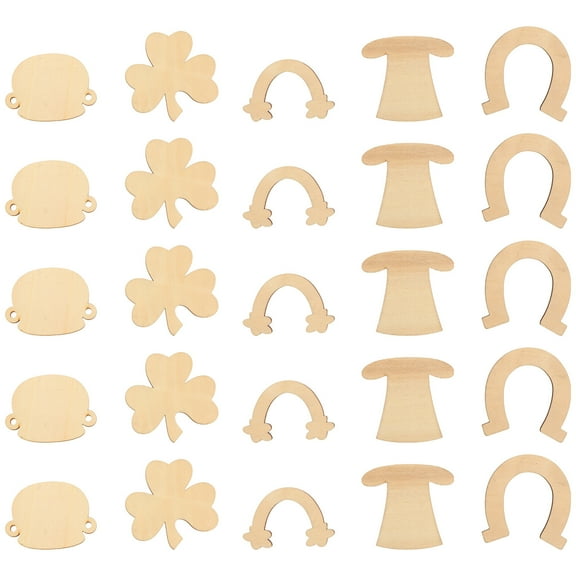 BESTONZON 50pcs St. Patrick's Day DIY Decorative Wood Chips Wood Decor Wood Slices