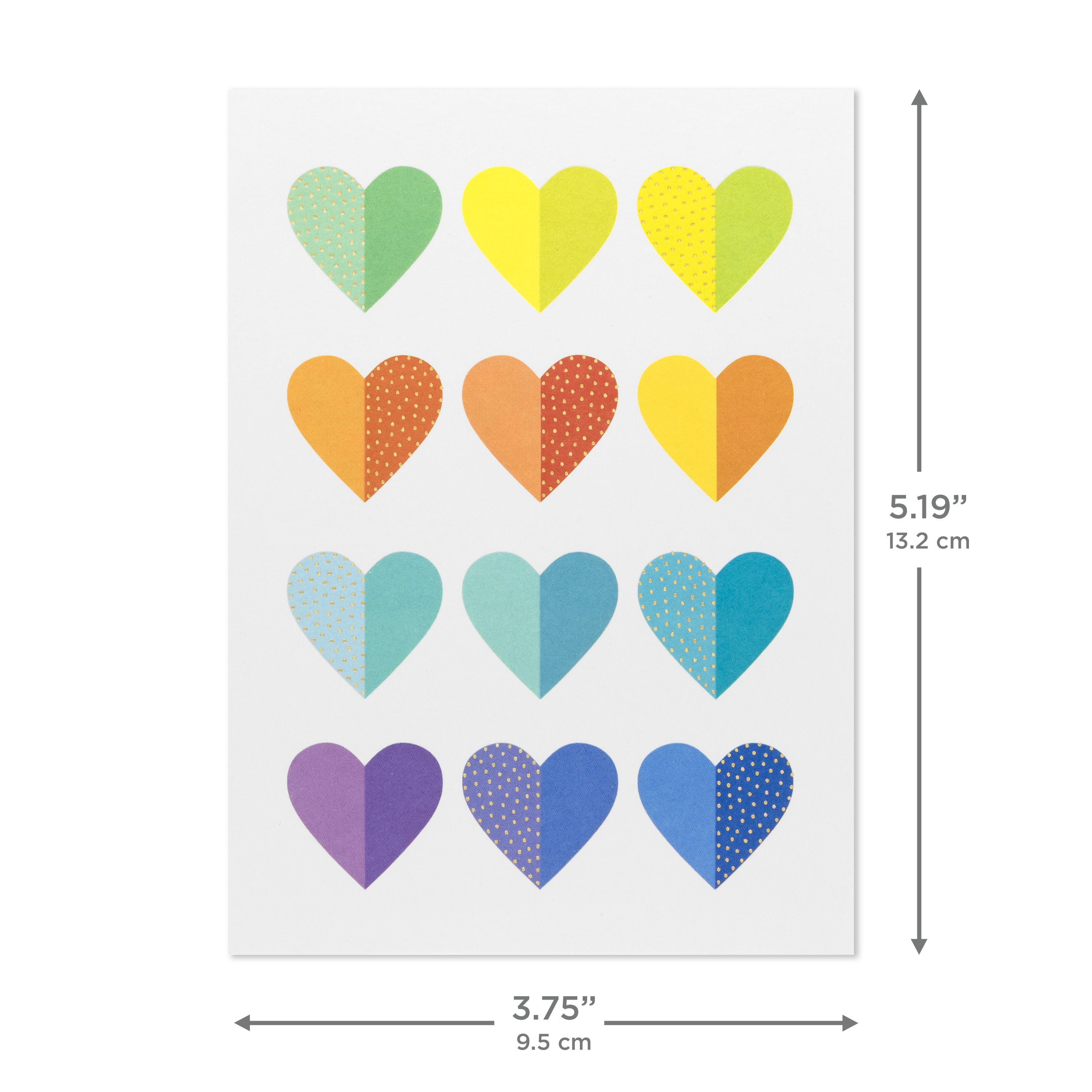 Hallmark Blank Notes (Colorful Rows of Hearts), Pack of 10
