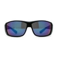 thumbnail image 2 of Xloop Mens Wrap Around Biker Style Plastic Sport Sunglasses Black Green Mirror, 2 of 4