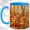 Blue, variant on Jack O Lantern Coffee Mug, Autumn Forest Mug, Ceramic 11 oz