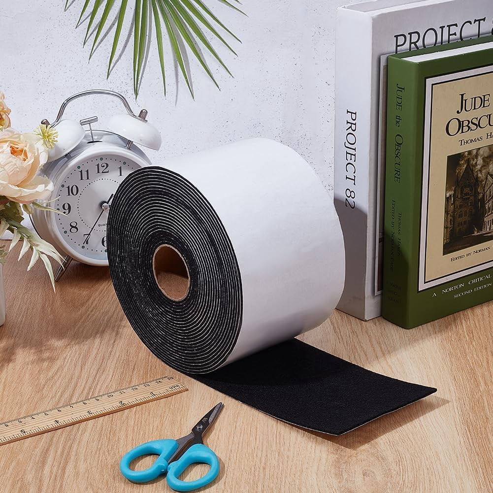 Self-adhesive Polyester Fabric for DIY Sewing Crafts Patchwork School Projects Black 100x2mm about 8m/roll