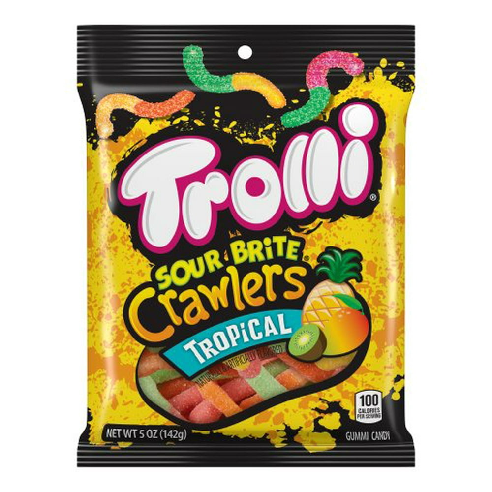 Trolli, Sour Brite Crawlers Gummy Candy, Tropical, 5 Oz