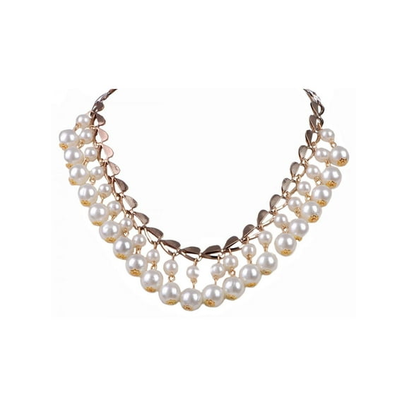 Faux Pearls Pendant Hearts and Baubles Rhinestone Elegant Drop Necklace