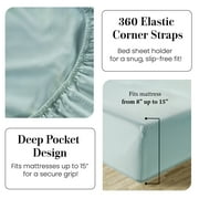 Casa Platino 100% Cotton Queen Bed Sheet Set – Naturally Cool & Soft Percale Weave, Fade Resistant Machine Washable, 15 Deep Fitted Sheet Queen – Cool Blue