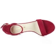 thumbnail image 4 of Sandalias De Tiras De Tobillo Tacón Medio De Bloque Punta Abierta Para Mujer Rojo 34, 4 of 7