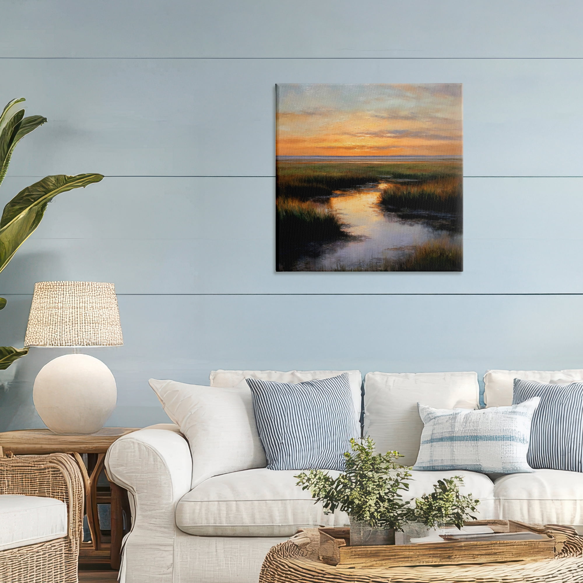 Stupell Industries Warm Marshland Sunset Canvas Wall Art, design by Petal Prints Design