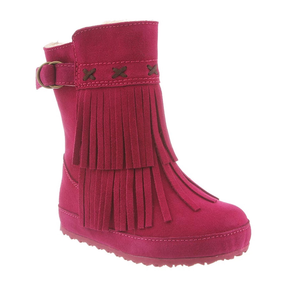 Bearpaw Girl's Boots Pink Suede Wool Sheepskin Fur 3 Little Kid M - Walmart.com