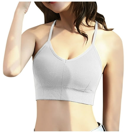 

Bigersell Plus Size Sports Bra Women Fashion Backless Sling Chest Pad Wrapped Solid Chest Underwear Regular Size Everyday Bras Style 10010 White