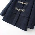 thumbnail image 4 of Chaqueta de lana mediana larga con botones en las esquinas, informal, de otoño e invierno, chaqueta de lana holgada con capucha para mujer, 4 of 5