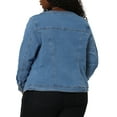 thumbnail image 4 of MODA NOVA Junior's Plus Long Sleeves Collarless Denim Jacket Sky Blue 5X, 4 of 6