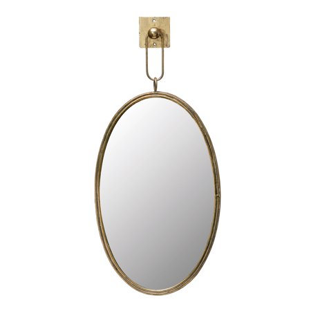 Creative Co-Op Oval Metal Framed Wall Mirror with Bracket Antique Gold Finish Set of 2