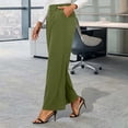 thumbnail image 5 of CFLVAEK Dressy Pants for Women High Waisted Business Casual Work Pant Solid Color Straight Wide Leg Trousers with Pockets Army Green M, 5 of 7