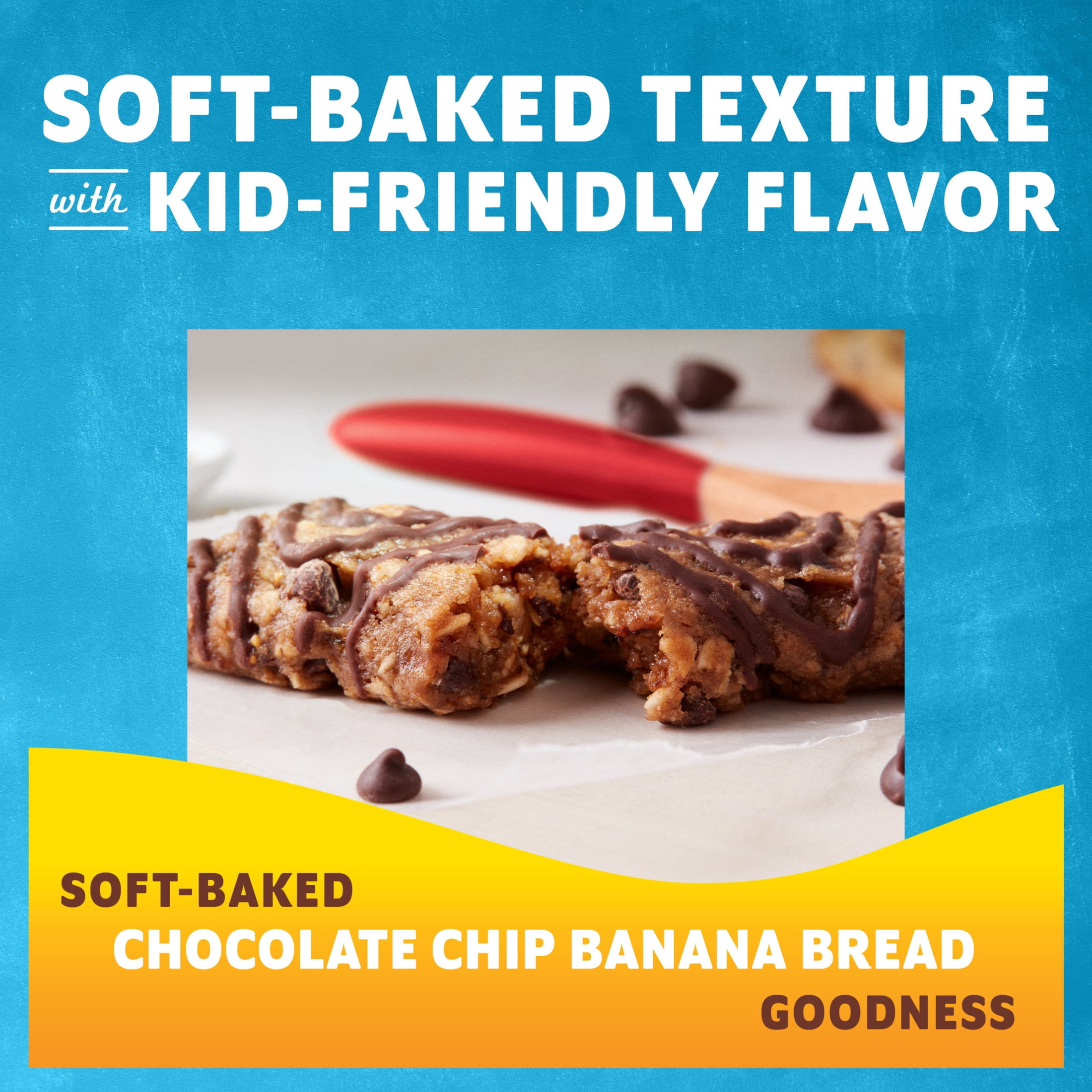 Zbar Moana Chocolate Chip Banana Bread Soft-Baked Energy Snack Bars, Organic Granola Bars, 6ct