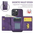 thumbnail image 3 of Decase 2 in 1 Magnetic Detachable Wallet Case Compatible with iPhone 16 Pro Max, Premium Leather RFID Blocking Flip Wallet Card Holder Shockproof Phone Case Supporting Wireless Charging,Purple, 3 of 11