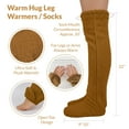 thumbnail image 2 of allydrew Fuzzy Thigh High Socks, Plush Over the Knee Winter Sleeping Slipper Stockings, Long Furry Leg Warmers, Brown, 2 of 5